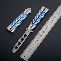 C38 Butterfly Folding Knife Trainning Practice Pocket Comb Knifes Unsharpened Blade Knives Blue for Practicing EDC Tool