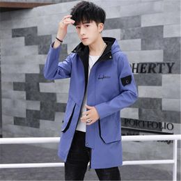 Man Tooling Jacket Fashion Korean Version Mid-length Hoodie Zipper Long Sleeve Coats Casual Outerwear Designer Male New Pocket Loose Jackets