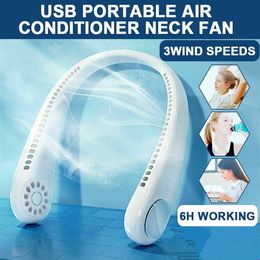 USB Rechargeable 2 in 1 Air Cooler Mini Electric Air Conditioner Portable Sport Outdoor Hanging Dual Wind Head Neck Cooling