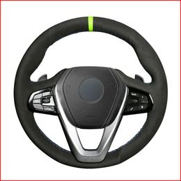 Custom Made Anti Slip Black Suede DIY Car Steering Wheel Cover for BMW G30 530i 540i 520d 530e 2016-18