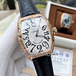 NEW Crazy Hours 8880 CH Automatic Mens Watch Rose Gold Carved Case White Dial Leather Strap High Quality Mens Popular Business Watches