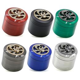 Colourful Skull Herb Grinder Zinc Alloy 50mm Diameter 4Layers Herbal Grinders Dab Tool Smoking Accessories