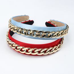 Gold Metal Chain Hairbands For Women Girls Alloy Punk Stlye Headband Fashion Head Wrap Hair Hoop Hair Accessories