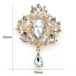 WEIMANJINGDIAN Brand High Quality Large Crystal Teardrop Brooch Pins for Women or Wedding in Silver Colour or Gold Colours