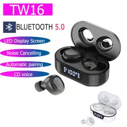 High quality TW16 TWS Bluetooth Earphone Earbuds Automatic pairing Sport Streo Music Wireless Headphones Earsets With LED Charging Display