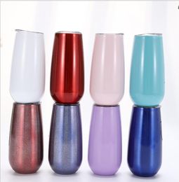 Tumblers U Shaped Egg Cup Belly Egg Water Bottle Stainless Steel Cup With Lid Double Wall Vacuum Warm Tumbler Red Wine Mug LSK912