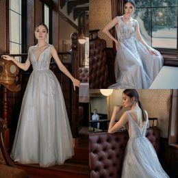 Luxury Cocktail Dresses V Neck Sleeveless Lace Appliques Sequins Prom Gowns Custom Made Backless Floor Length Special Occasion Dress