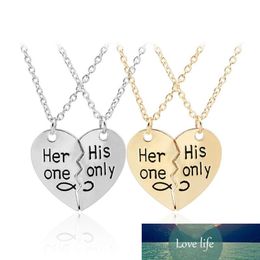 Broken Heart Infinity Love Her one his only Necklace Silver Gold Heart Pendant Women Men Lovers Couple Necklace Friendship DROP SHIP 161864