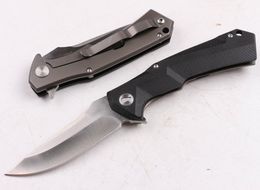 Special Offer Black Flipper Folding Blade Knife 8Cr13 Drop Point Satin / Stone Wash Blade G10 Handle Ball Bearing EDC Pocket Folding Knives