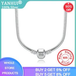 With Certificate 45/50/55/60CM 925 Solid Silver Snake Chain Necklace Fit Pendants Beads Charms DIY Gift Jewellery Accessories LJ200831