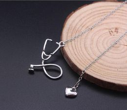 Fashion Medical Jewellery Alloy I Love You Heart Pendant Necklace Stethoscope Necklace for Nurse Doctor Jewellry Gift Wholesale