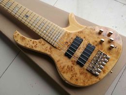 6 strings BASS Natural wood active pickups Bass Maple body neck Chinese bass