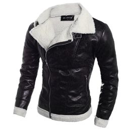 Herren Leder Faux Männer Jacke Wintermantel für stilvolle Jacken männlichen Reißverschluss Moto koreanischen Stil