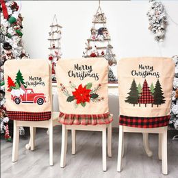 Christmas Chair Back Covers Non-woven Seat Covers Printed Chair Cover Home Dining Chair Covers Home Decoration Wholesale 3 Designs BT110