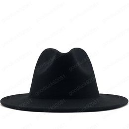 black with orange Bottom Patchwork Panama Wool Felt Jazz Fedora Hats Women Men Wide Brim Party Cowboy Trilby Gambler Hat