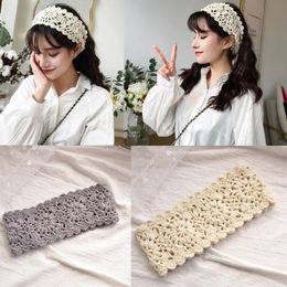Classic Cotton Hairband Knitted Crochet Lace Headband Elastic Hair Band Wide Hair Accessories 10 colors for choices