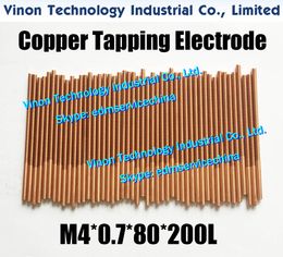 (5PCS Pack) M4*0.7*80*200mm Orbiting Tapping Electrode Copper M4 for Sink Erosion thread pitch 0.5mm, thread length 80mm, total length 200mm