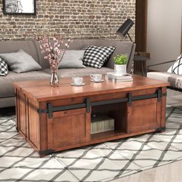 Garden New 2020 STYLE Coffee table With Storage Shelf and Cabinets Sliding Doors Living Room WF191334AAD