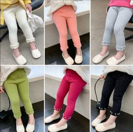 Kids Girl Pants Pearl Girls Leggings Solid Children Trousers Cotton Toddler Princess Tights Autumn Kids Clothes 6 Colours DW5785