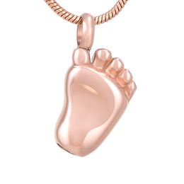 IJD8041 Baby Foot Shape Stainless Steel Cremation Keepsake Pendant for Hold Ashes Urn Necklace Human Memorial Jewelry