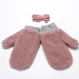 Mittens For Girls Winter Plush Thickened Neck Riding Bag Fingers Warm Students Lovely Coral Velvet Gloves Adult Size 7 Colors