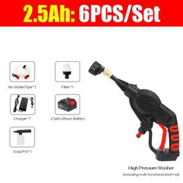 21V 2 6MPa Cordless Wireless Handheld High Pressure Car Washer Cleaner for Car Cleaning Wash for Gun Nozzles Tip 6m Pipe Filter289i