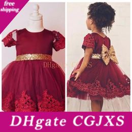 maroon and gold flower girl dresses