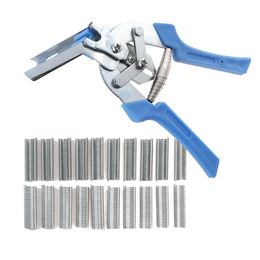 Useful Hog Ring Plier or 600pcs M Clips Staples Anti-slip Handle Stainless Steel Hand Tools Bird Chicken Mesh Cage Wire Fencing Y200321