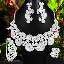Earrings & Necklace GODKI Luxury Wheel Flower 4PCS Statement Jewellery Sets Dubai For Women Cubic Zircon Wedding Bridal Set267n
