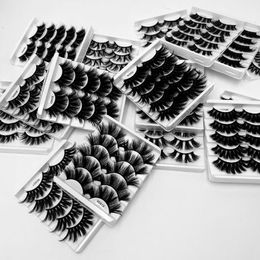 5 Pairs Natural long false eyelashes set thick handmade fake lashes extensions eye makeup with laser packing full strip lashes DHL Free