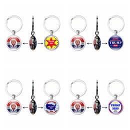 28styles Trump Keychain President 2020 Double Side Key Chain USA Flag Make America Great Again Pendant Car Key Ring Party Favour GGA3643-6