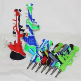 AK47 Silicone NC Kit with Titanium Quartz Tips Dab Straw Oil Rigs Silicone Smoking Pipe glass pipe smoking accessories dab rigs DHL