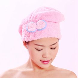 Bow Coral Fleece Quick Dry Shower Hair Caps Bowknot Magic Super Absorbent Dry Hair Towel Drying Turban Wrap Hat Spa Bathing Caps BC BH1053