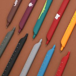 1pc 0.5mm Kawaii Creative Multifunctional Gel Pen Cute Animal Print Bookmark Pen Journal School Supplies Stationery