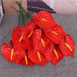 Fake Single Stem Anthurium 27.56" Length Simulation Real Touch PU Anthuriums for Wedding Home Decorative Artificial Flowers