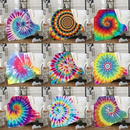 150*130cm Throw Blankets Tie Dye Sherpa Blanket Kids Quilt Soft Plush Couch Bedspreads Kid Winter Plush Shawl Couch Sofa Wrap 11 style M2284