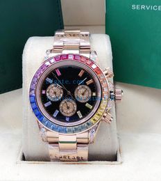 Mens Watches 40mm Diamond Rainbow Crystal 116595 116598 116599 RBOW Mechanical Automatic Movement No Chronograph Fashion Wristwatch