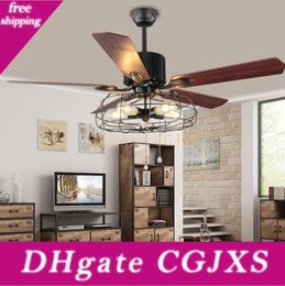 52 Inch Retro Industrial Ceiling Fan with Light 5 Wood Reversible Blade Chandelier Fan Remote Control Iron Cage Pendant Light Fan for Living 52 Inch Retro Industrial Ceiling Fan with Light 5 Wood Reversible Blade Chandelier Fan Remote Control Iron Cage Pendant Light Fan for Living