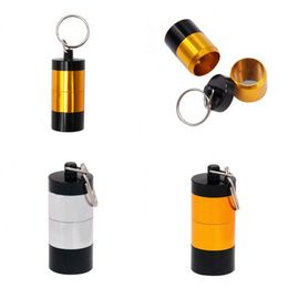 Small Storage Tank Portable Gold Silver Plating Pill Box Metal Case Pendant Detachable Cylinder Organiser Key Holder Gift boxers 7xba C2