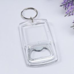 Blank Photo Frame Keyrings For Gifts Plastic Blank Acrylic Keychains With Bottle Opener Free Shipping LX2895