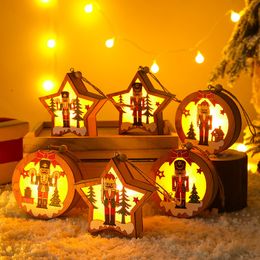 Christmas ornaments wooden luminous pendants Christmas tree decoration pendants Christmas gifts wooden pendants