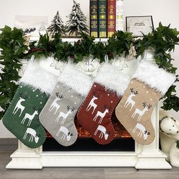 Christmas socks indoor decoration children's candy gift bag holiday accessories printed Deer Christmas socks Christmas decoration T50058