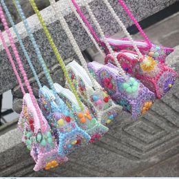 shoulder pearl flower purse hand - Coloured pearl bag Fashion mobile phone bag coin purse