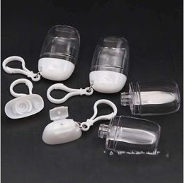 Hand Sanitizer Plastic Bottle 30 Ml Transparent Flip Hook Bottles Compact Lovely Jar Portable Student Travel Outdoors Key Rings 1 2hz F2