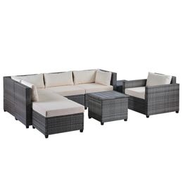 U_Style 8 Piece Rattan Sectional Seating Group with Cushions Patio Furniture Sets Outdoor Wicker Sectional WY000067EAA