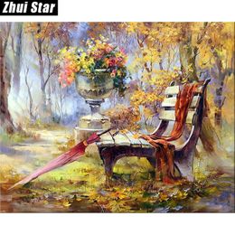 Zhui Star Full Square Drill 5D DIY Diamond Painting "Flowers bench" handmade 3D Embroidery arts Cross Stitch Mosaic Decor VIP