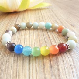 MG0787 New Design Cats Eye Stone 7 Chakra Bracelet Natural Amazonite Energy Protection Bracelet Spiritual Meditation Jewelry