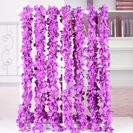 Violet Fake Flowers Wisteria Garland vine Real Touch Material Artificial Flower Band Striped flower Wedding Flower 9 Designs BT112