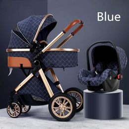 Strollers# Baby Brand 3 in 1 with Car Seat Portable Carriage Fold Pram Aluminium Frame High Landscape for Born Luxury Comfortale fashion