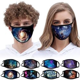 Star Sky Face Mask Washable Dust 3D Printing Mask Summer Ice Silk Masks Anti Dust Breathable Cotton Masks WY748